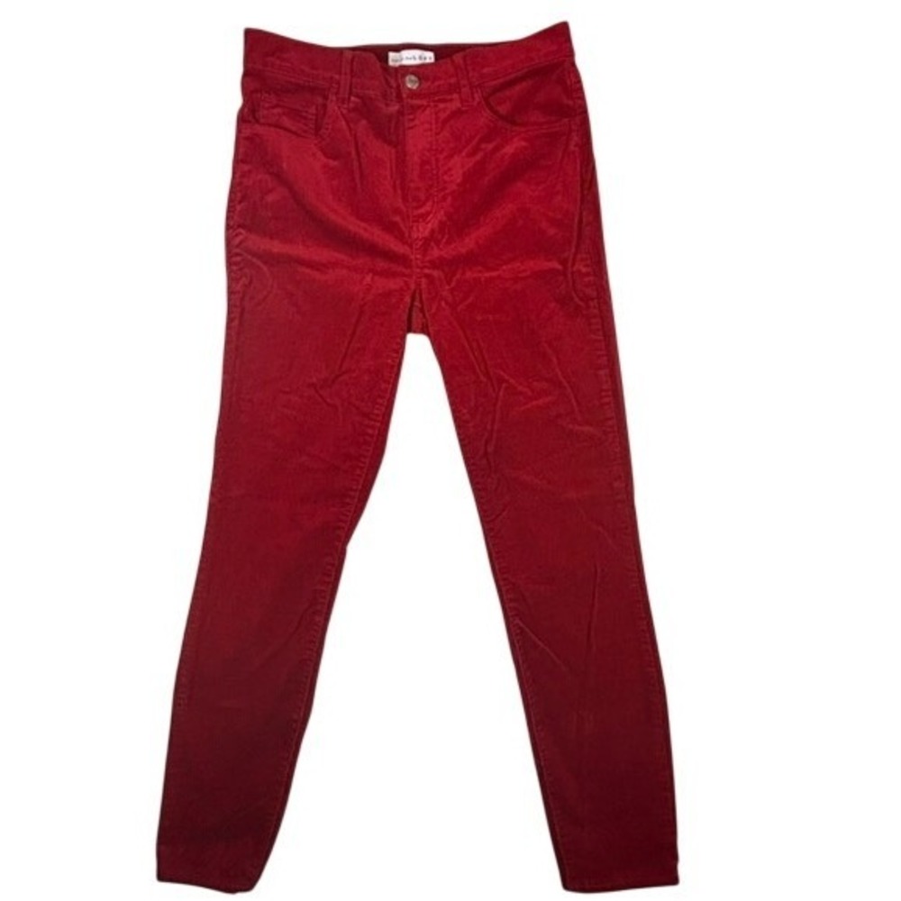 LOFT‎ Made and Loved Women's Red Cranberry Corduroy Ankle Pants Stretch 6/28